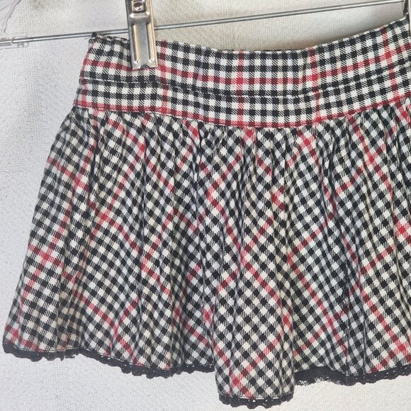 H&M x Disney Black Red White Minnie Mouse Embroid Plaid Adj Waist Pleat Skirt 2Y - Picture 7 of 16